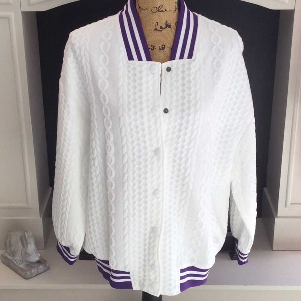 Gameday Couture sweater weave bomber jacket